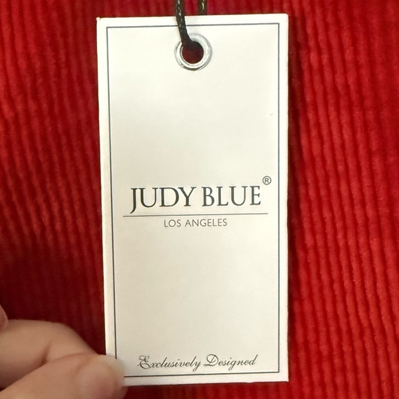 Judy Blue Orange Rust Slim Fit High Waist Stretch Corduroy Carpenter Jeans - Picture 6 of 16